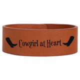 Rawhide with Black Engraving Cuff Bracelet - Laser Engraved Leatherette