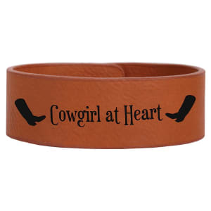 Rawhide with Black Engraving Cuff Bracelet - Laser Engraved Leatherette