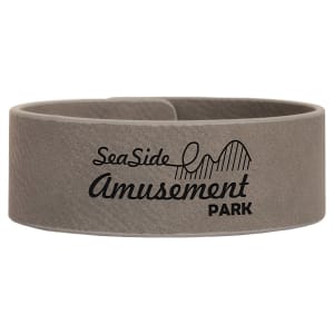 Gray with Black Engraving Cuff Bracelet - Laser Engraved Leatherette