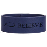 Blue with Black Engraving Cuff Bracelet - Laser Engraved Leatherette