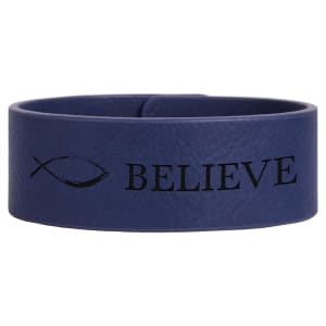 Blue with Black Engraving Cuff Bracelet - Laser Engraved Leatherette
