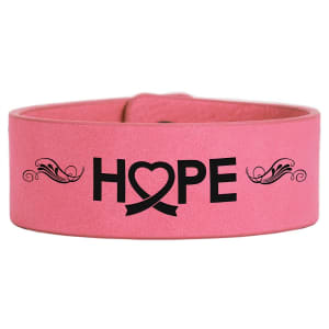 Pink with Black Engraving Cuff Bracelet - Laser Engraved Leatherette