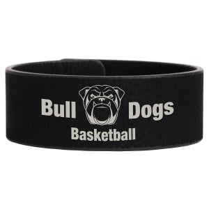 Black with Silver Engraving Cuff Bracelet - Laser Engraved Leatherette