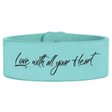 Teal with Black Engraving Cuff Bracelet - Laser Engraved Leatherette