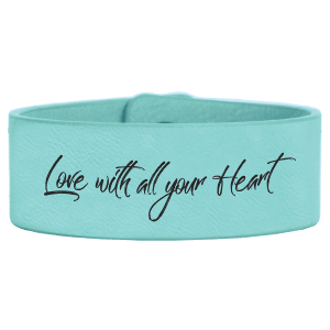 Teal with Black Engraving Cuff Bracelet - Laser Engraved Leatherette