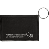 Black with Silver Engraving Keychain ID Holder - Laser Engraved Leatherette