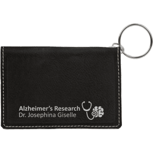 Black with Silver Engraving Keychain ID Holder - Laser Engraved Leatherette