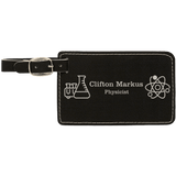 Black with Silver Engraving Luggage Tag - Laser Engraved Leatherette