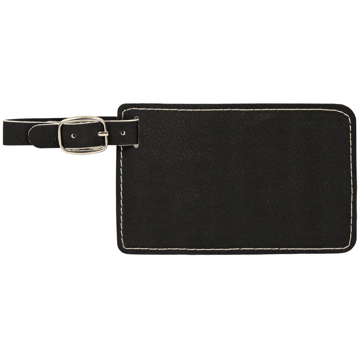 Black with Silver Engraving Luggage Tag - Laser Engraved Leatherette