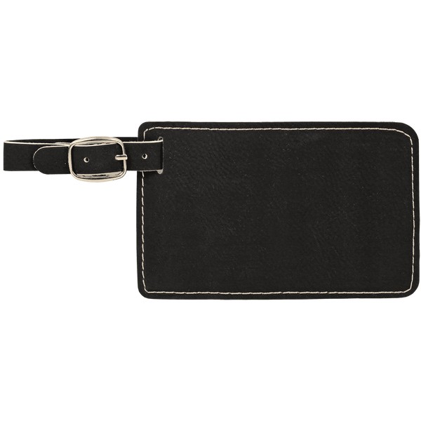 Black with Silver Engraving Luggage Tag - Laser Engraved Leatherette