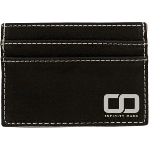 Black with Silver Engraving Wallet Clip - Laser Engraved Leatherette
