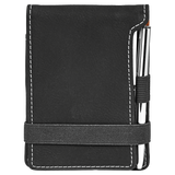 Black with Silver Engraving Mini Notepad with Pen - Laser Engraved Leatherette
