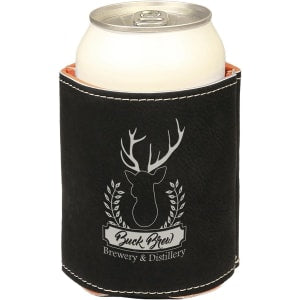 Black/Silver Beverage Holder - Laser Engraved Corporate Gift