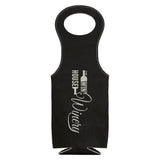 Black with Silver Engraving Leatherette Wine Bag - Laser Engraved Leatherette