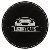 Black with Silver Engraving Round Single Coaster - Laser Engraved Gift