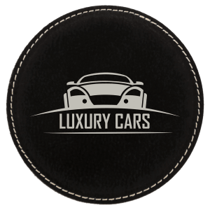Black with Silver Engraving Round Single Coaster - Laser Engraved Gift