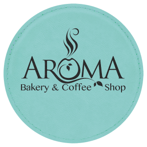 Teal with Black Engraving Round Single Coaster - Laser Engraved Gift