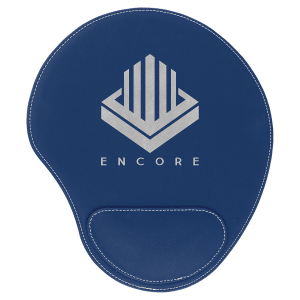 Blue with Silver Engraving Mouse Pad - Laser Engraved Leatherette
