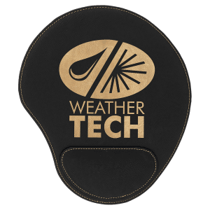 Black with Gold Engraving Mouse Pad - Laser Engraved Leatherette