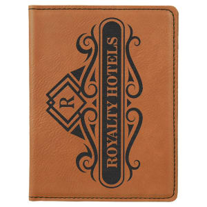 Rawhide with Black Engraving Passport Holder - Laser Engraved Leatherette
