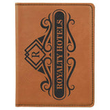 Rawhide with Black Engraving Passport Holder - Laser Engraved Leatherette