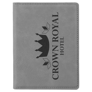 Gray with Black Engraving Passport Holder - Laser Engraved Leatherette