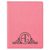 Pink with Black Engraving Passport Holder - Laser Engraved Leatherette
