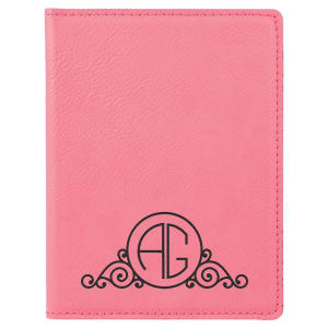 Pink with Black Engraving Passport Holder - Laser Engraved Leatherette