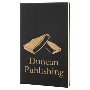 Black with Gold Engraving Journal with Lined Notepad - Laser Engraved Leatherette