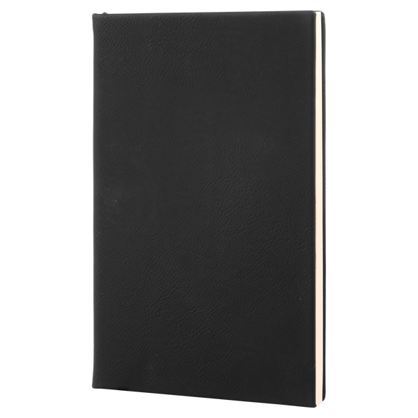 Black with Gold Engraving Journal with Lined Notepad - Laser Engraved Leatherette