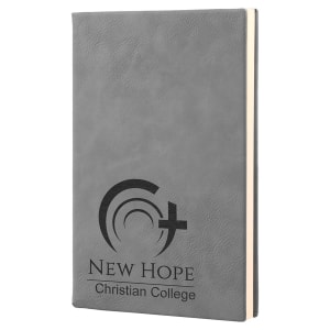 Gray with Black Engraving Journal with Lined Notepad - Laser Engraved Leatherette