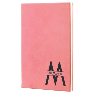 Pink with Black Engraving Journal with Lined Notepad - Laser Engraved Leatherette