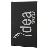 Black with Silver Engraving Journal with Lined Notepad - Laser Engraved Leatherette