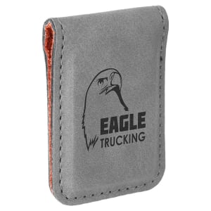 Gray with Black Engraving Money Clip - Laser Engraved Leatherette