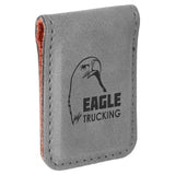 Gray with Black Engraving Money Clip - Laser Engraved Leatherette