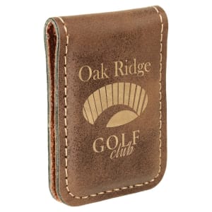 Rustic with Gold Engraving Money Clip - Laser Engraved Leatherette