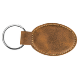 Rustic with Gold Engraving Oval Keychain - Laser Engraved Leatherette