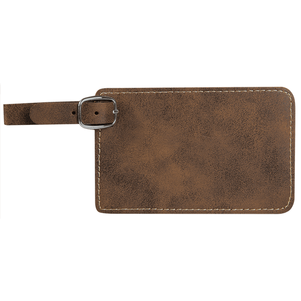 Rustic with Gold Engraving Luggage Tag - Laser Engraved Leatherette