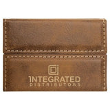 Rustic with Gold Engraving Hard Business Card Holder - Laser Engraved Leatherette