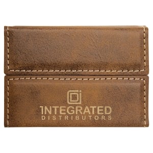 Rustic with Gold Engraving Hard Business Card Holder - Laser Engraved Leatherette