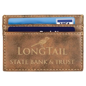 Rustic with Gold Engraving Wallet Clip - Laser Engraved Leatherette
