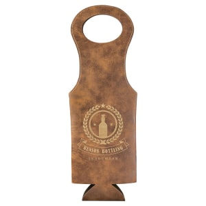 Rustic with Gold Engraving Leatherette Wine Bag - Laser Engraved Leatherette