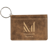 Rustic with Gold Engraving Keychain ID Holder - Laser Engraved Leatherette