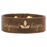 Rustic with Gold Engraving Cuff Bracelet - Laser Engraved Leatherette