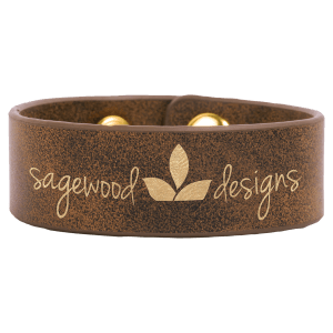 Rustic with Gold Engraving Cuff Bracelet - Laser Engraved Leatherette