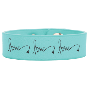 Teal Youth Cuff Bracelet - Laser Engraved Leatherette