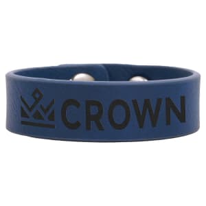 Blue with Black Engraving Youth Cuff Bracelet - Laser Engraved Leatherette