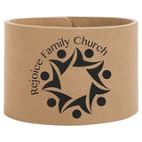 Light Brown with Black Engraving Cuff Bracelet - Laser Engraved Leatherette