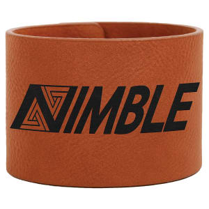 Rawhide with Black Engraving Cuff Bracelet - Laser Engraved Leatherette