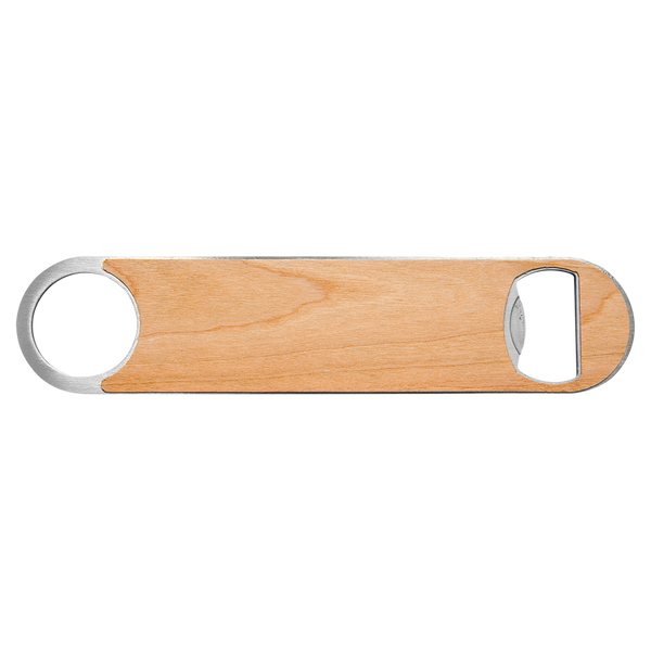Wood Veneer-Wood Bottle Opener with Silicone Grip - Laser Engraved Drinkware